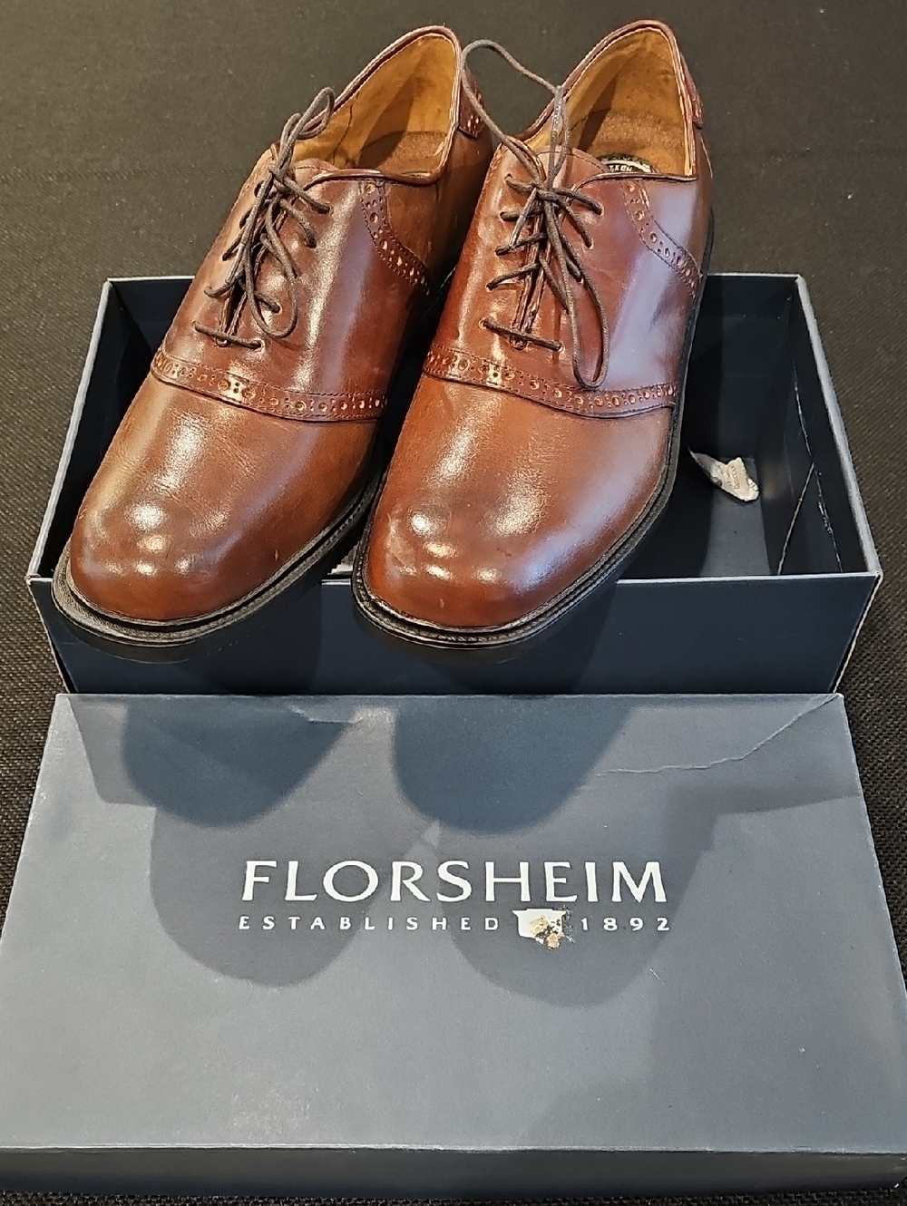 NIB - Florsheim Dryden 18324 Men’s Brown Leather Lace-Up Oxfords